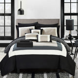 Chic Home Kavalier Color Block Geometric Pattern Design Hotel Collection Sheets 10 Pieces Comforter Decorative Pillows & Shams Black