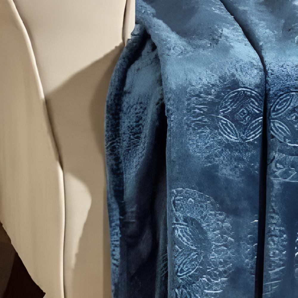 Ceasar Soft Plush Contemporary Embossed Collection All Season Throw 50"x60", Oxford Blue