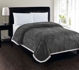 Plazatex Soft Plush Corduroy Sherpa Lined Oversized All Season Comfort for Bedroom or Lounging Blankets - Grey