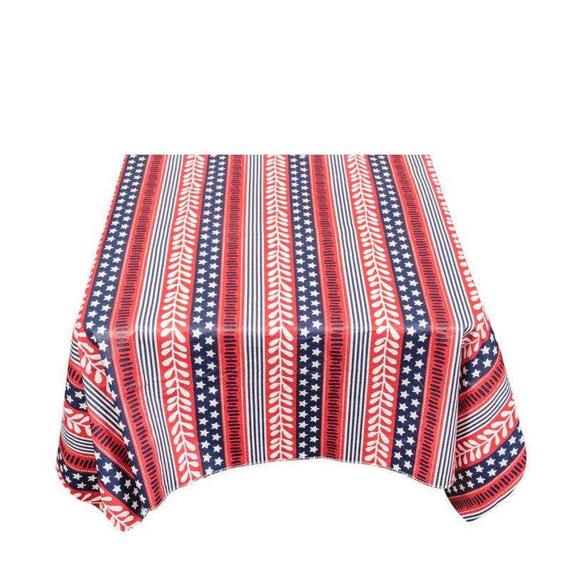 Carnation Home Fashions "Americana" Vinyl Flannel Backed Tablecloth - Red/White/Blue