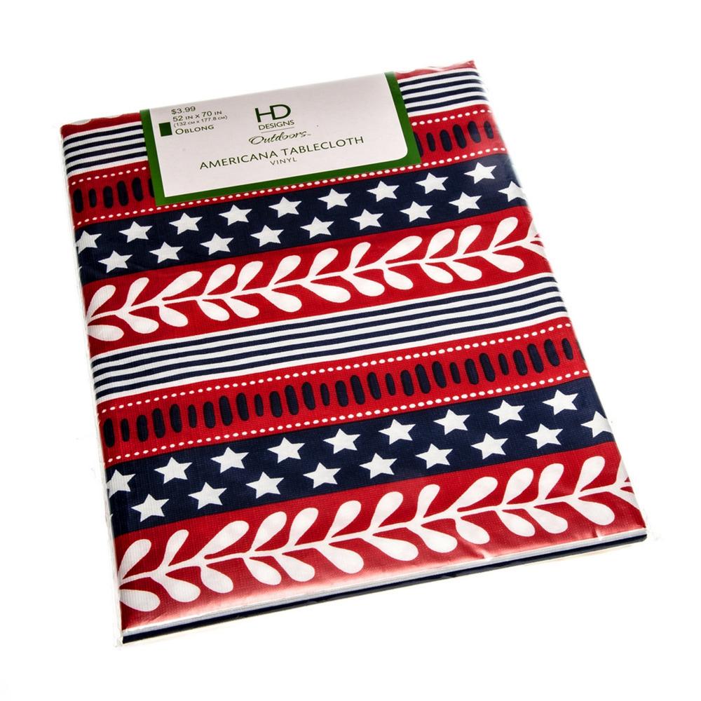 Carnation Home Fashions "Americana" Vinyl Flannel Backed Tablecloth - Red/White/Blue