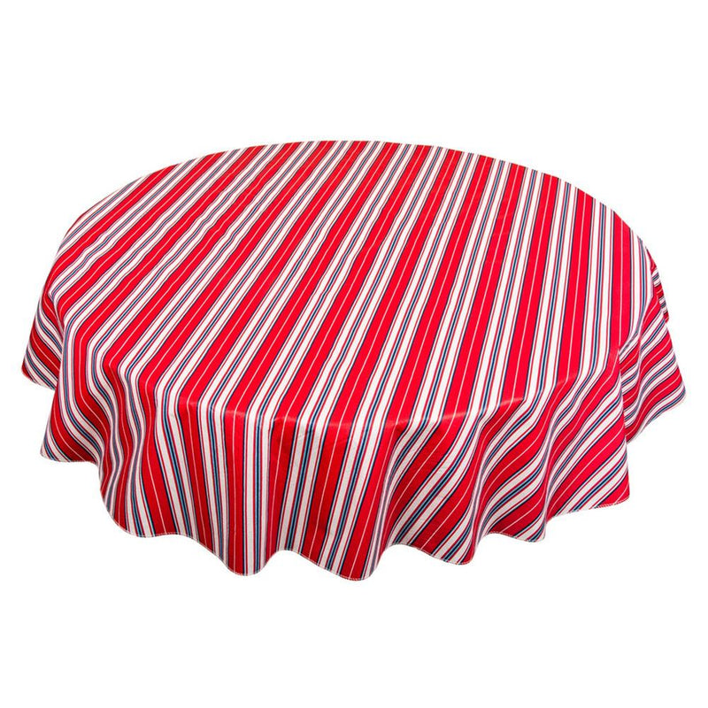 Carnation Home Fashions "Patriotic Stripe" Vinyl Flannel Backed Tablecloth - Red/White/Blue
