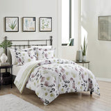 Chic Home Everly Green 7 Piece Duvet Cover Set Reversible Watercolor Floral Print Striped Pattern Design Bedding Multi-color