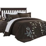 Chic Home Kathy Kaylee Floral Embroidered Bed In A Bag 7 Pieces Duvet Cover Set Brown
