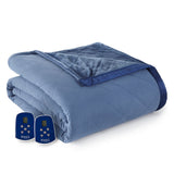 Shavel Micro Flannel High Quality Heating Technology Ultra Velvet Reversible Electric Blanket - Indigo.