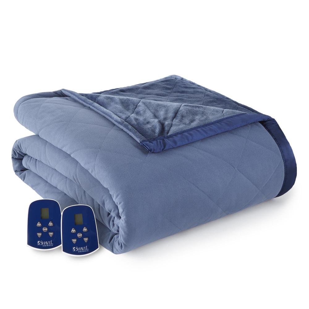 Shavel Micro Flannel High Quality Heating Technology Ultra Velvet Reversible Electric Blanket - Indigo.