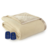 Shavel Micro Flannel High Quality Heating Technology Ultra Velvet Reversible Electric Blanket - Camel.