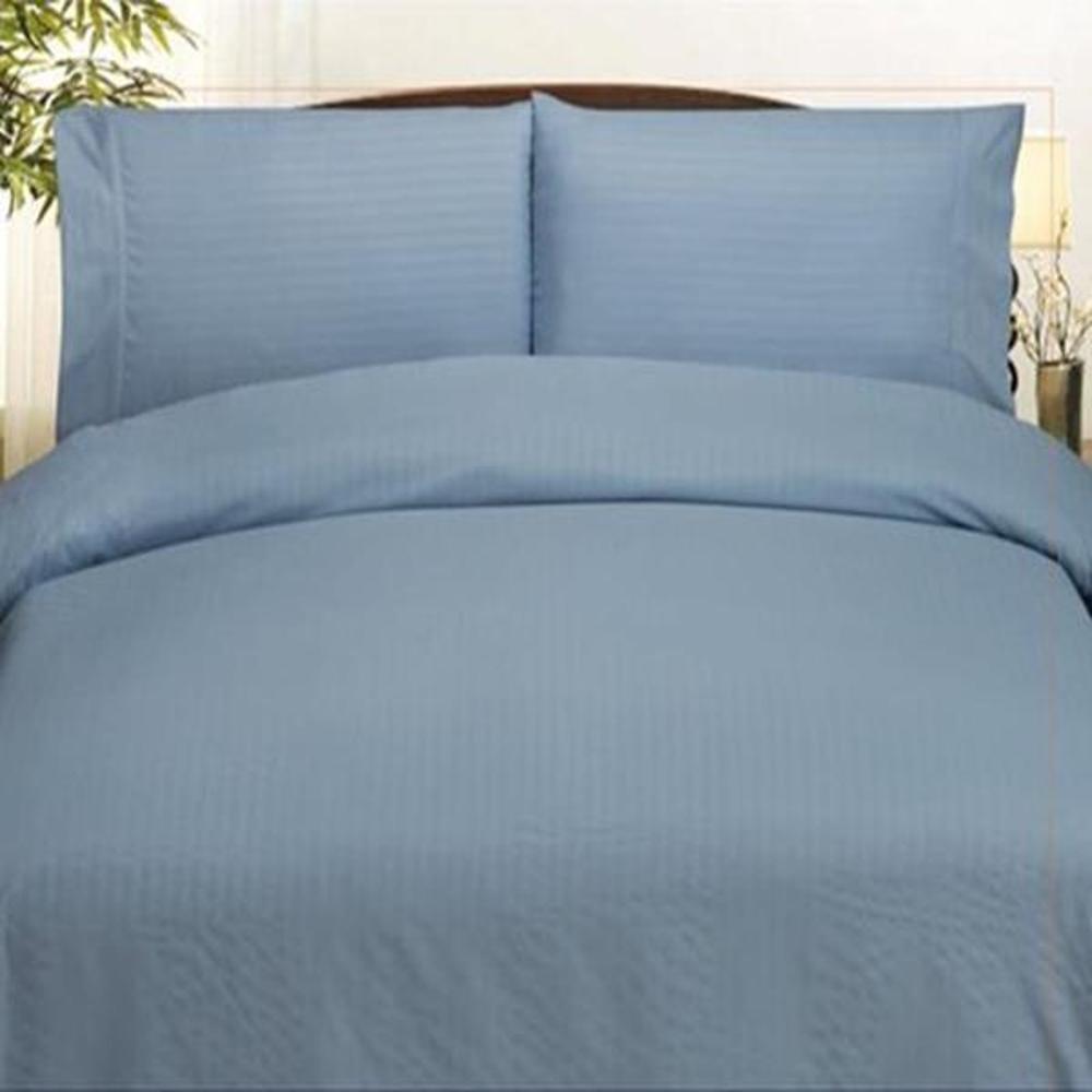 Plazatex Embossed Dobby Stripe Microfiber Comforter Bed In A Bag Set - Light Blue
