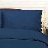 Plazatex Embossed Dobby Stripe Microfiber Comforter Bed In A Bag Set - Navy