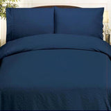 Plazatex Embossed Dobby Stripe Microfiber Comforter Bed In A Bag Set - Navy