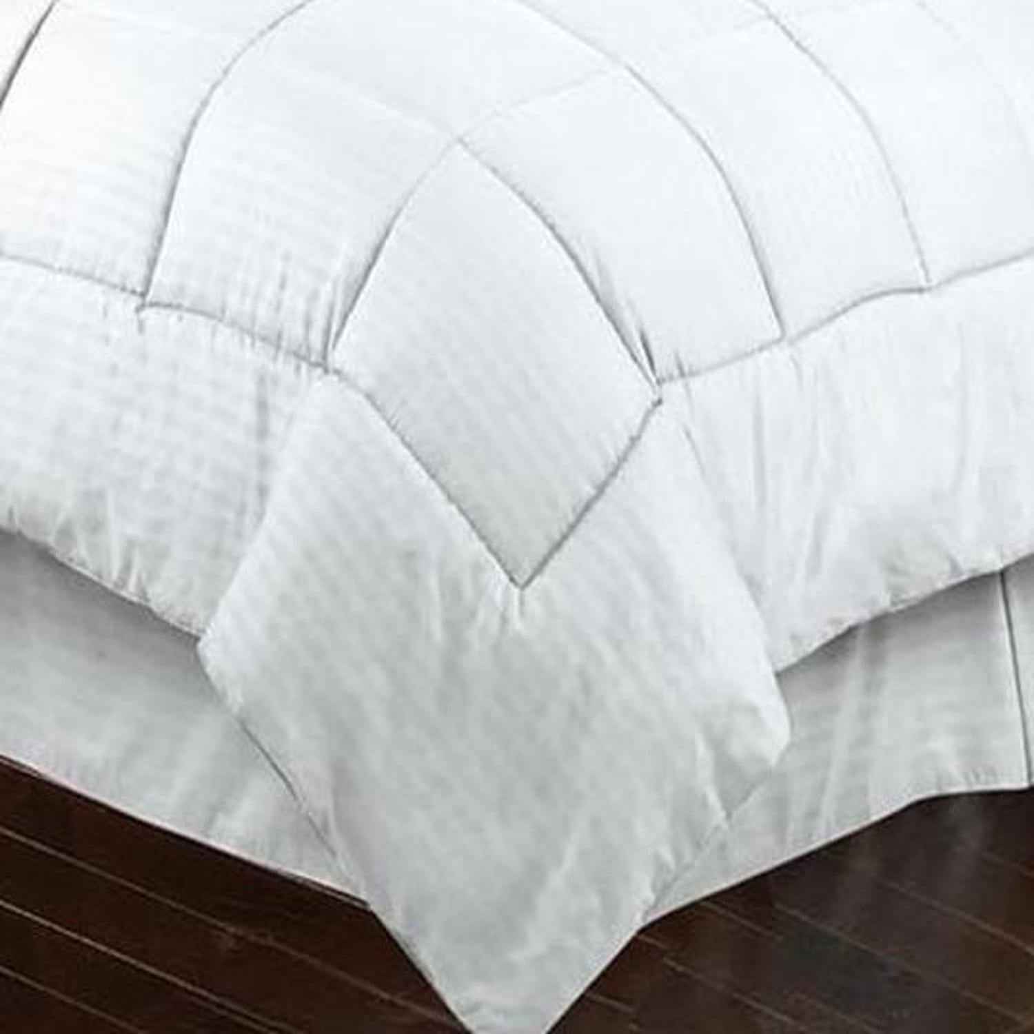 Plazatex Embossed Dobby Stripe Microfiber Comforter Bed In A Bag Set - White