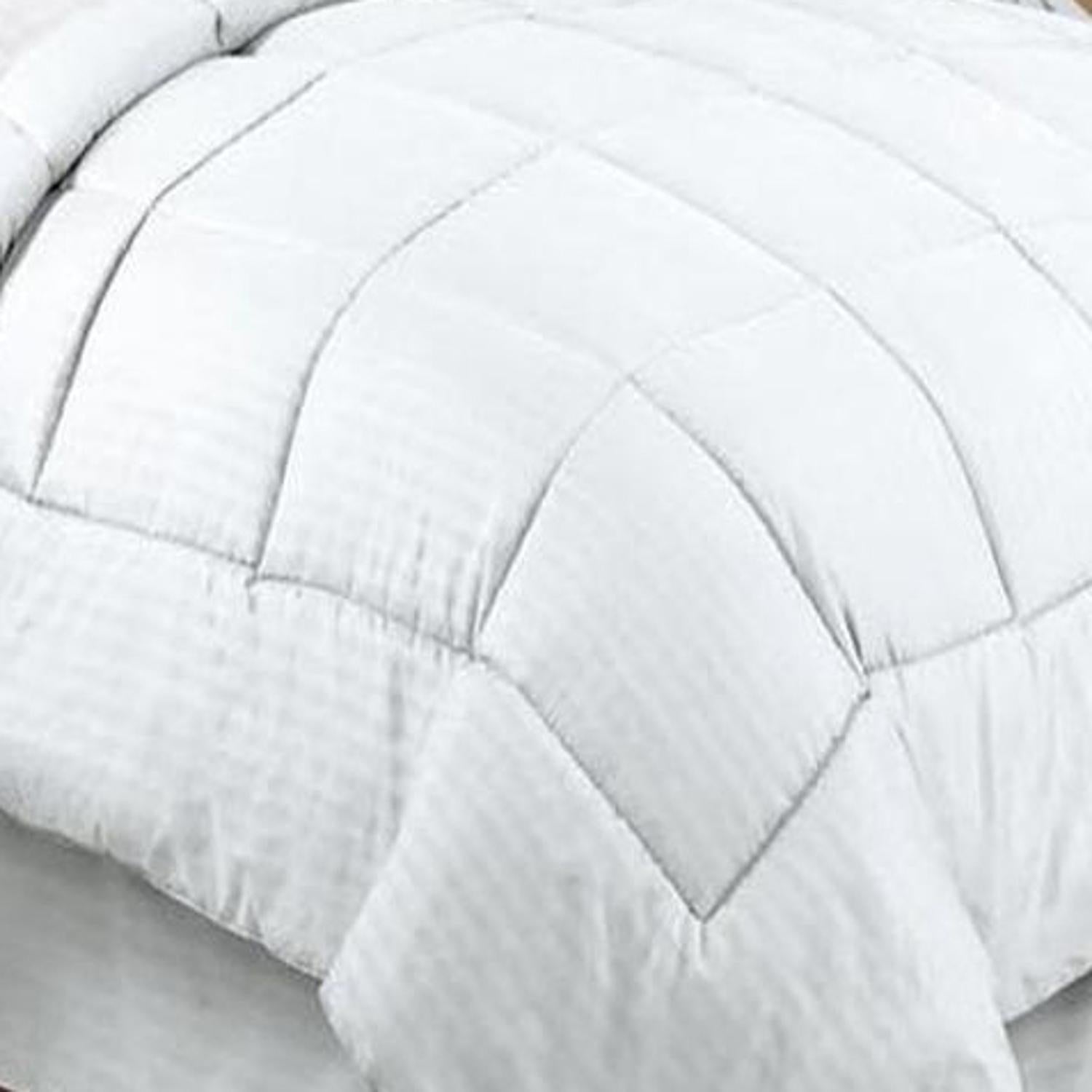 Plazatex Embossed Dobby Stripe Microfiber Comforter Bed In A Bag Set - White