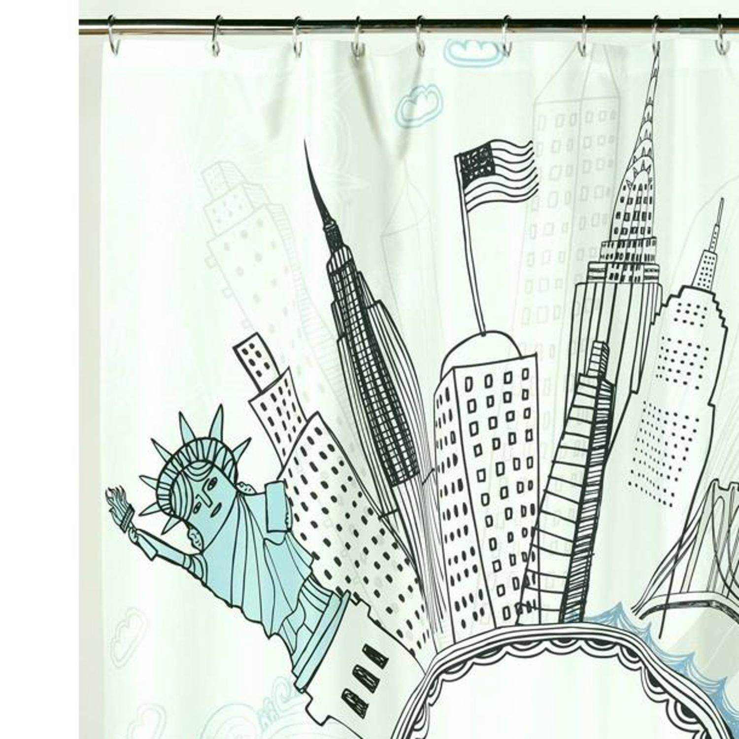 Carnation Home Fashions "Funky City" Heavier Weight 100% polyester Fabric shower curtain - Multi 70x72"
