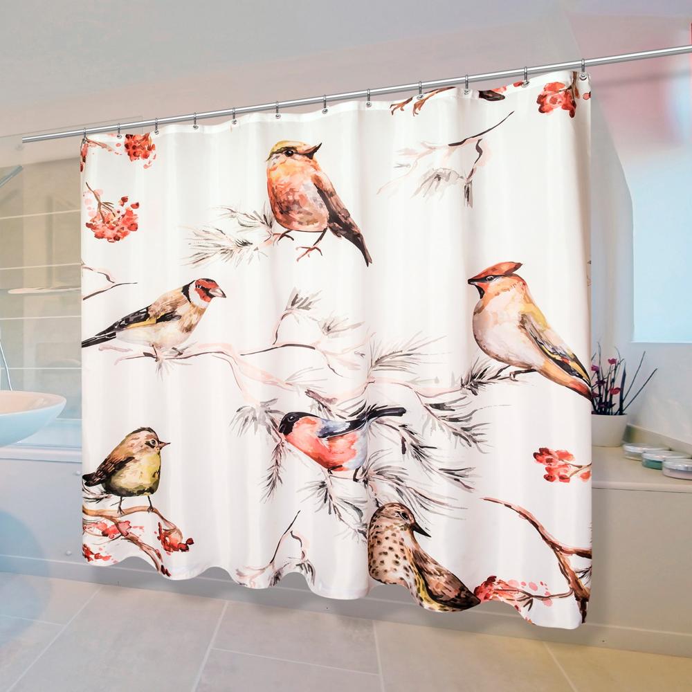Carnation Home Fashions "Song Bird" Fabric Shower Curtain - 70x72", Multi