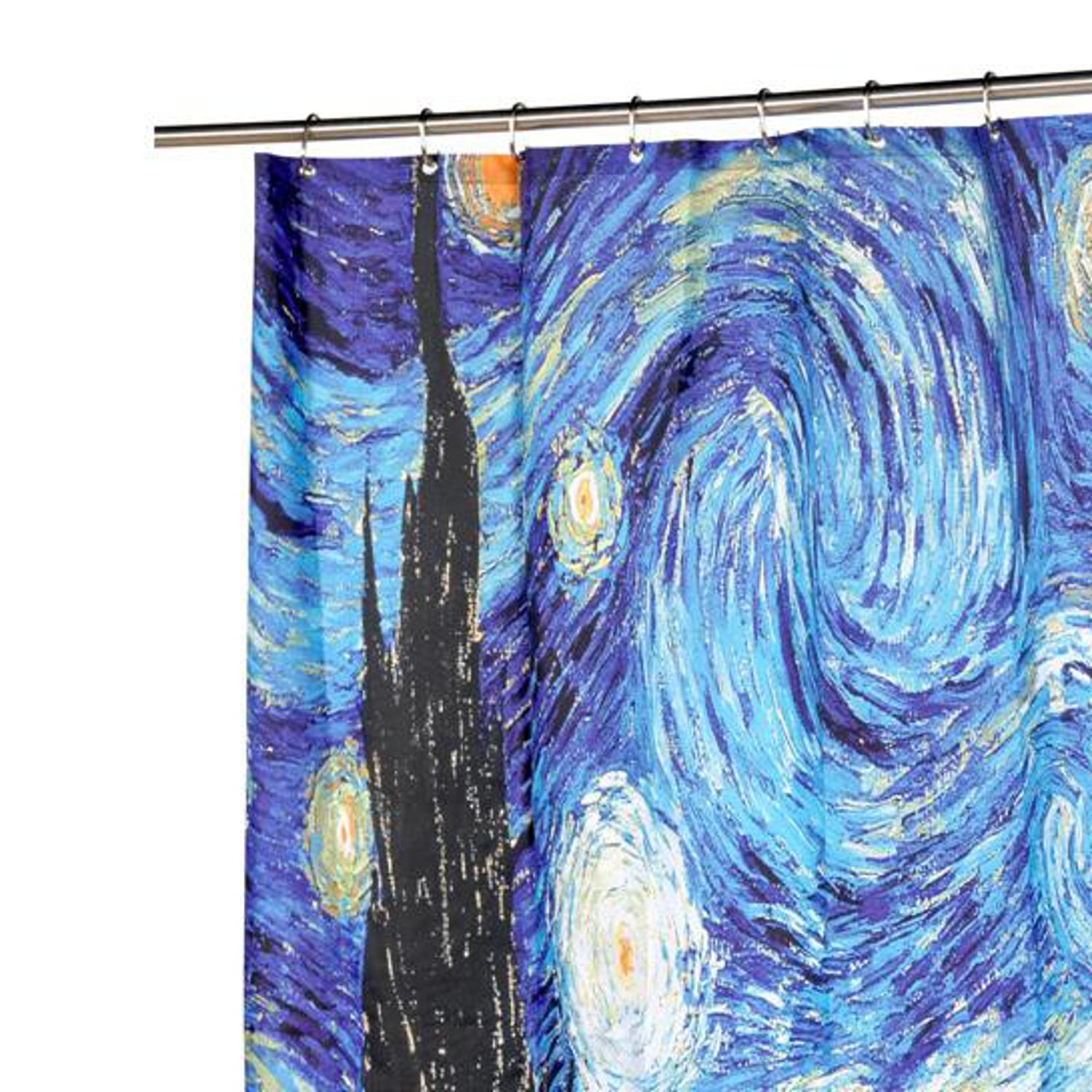 Carnation Home Fashions "The Starry Night" Museum Collection 100% Polyester Fabric Shower Curtain - Multi 70x72"