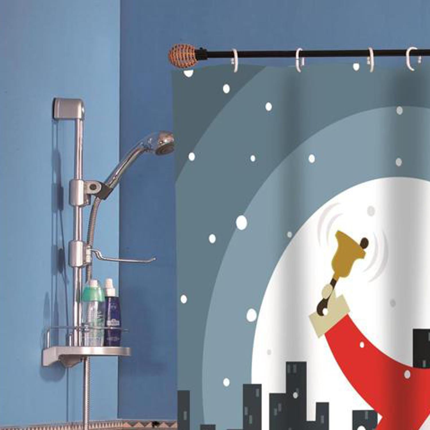Carnation Home Fashions "Santa in the City" Fabric Shower Curtain - Multi 70x72"