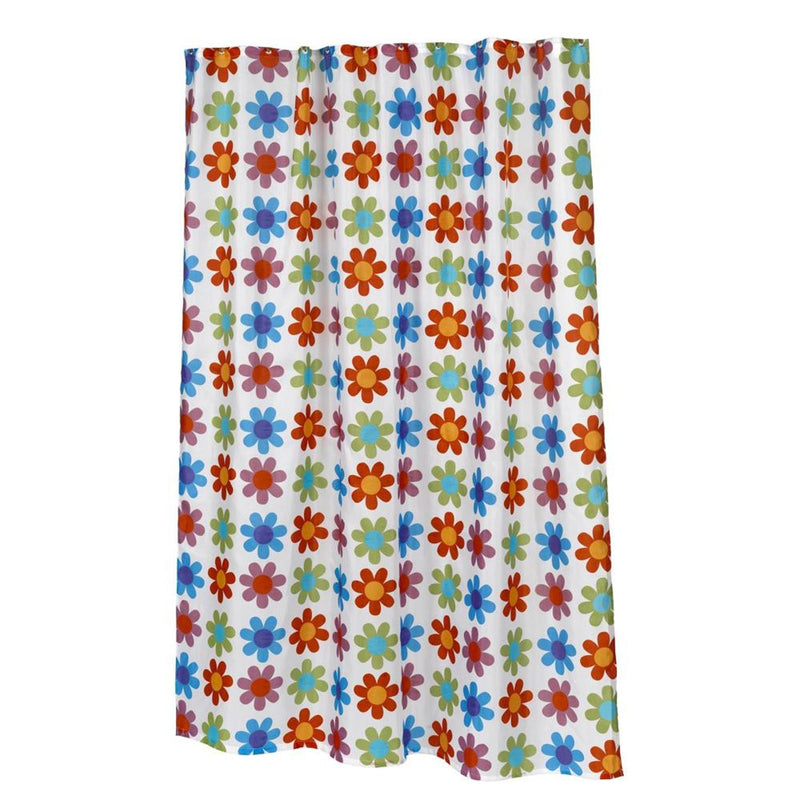 Carnation Home Fashions Extra Long "Abbie" Fabric Shower Curtain - Multi 70" x 84"