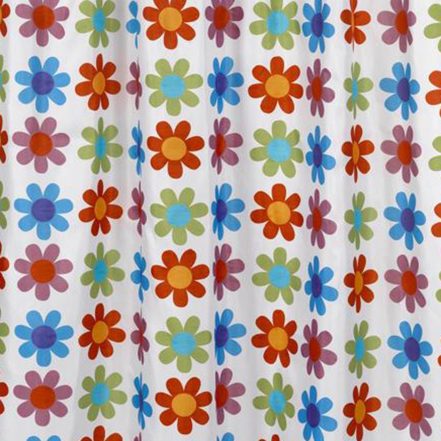 Carnation Home Fashions Extra Long "Abbie" Fabric Shower Curtain - Multi 70" x 84"