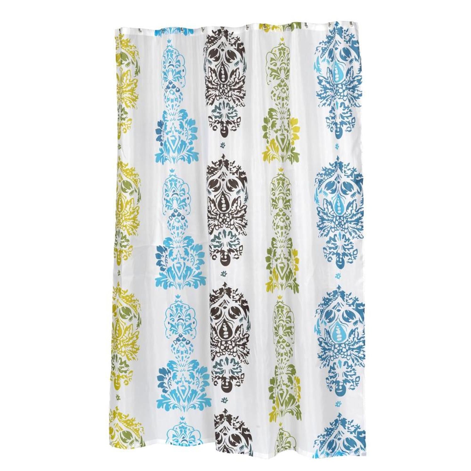 Carnation Home Fashions Extra Long "Olivia" Fabric Shower Curtain - Multi 70" x 84"