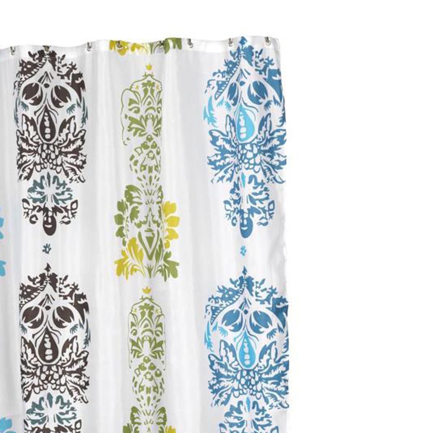 Carnation Home Fashions Extra Long "Olivia" Fabric Shower Curtain - Multi 70" x 84"