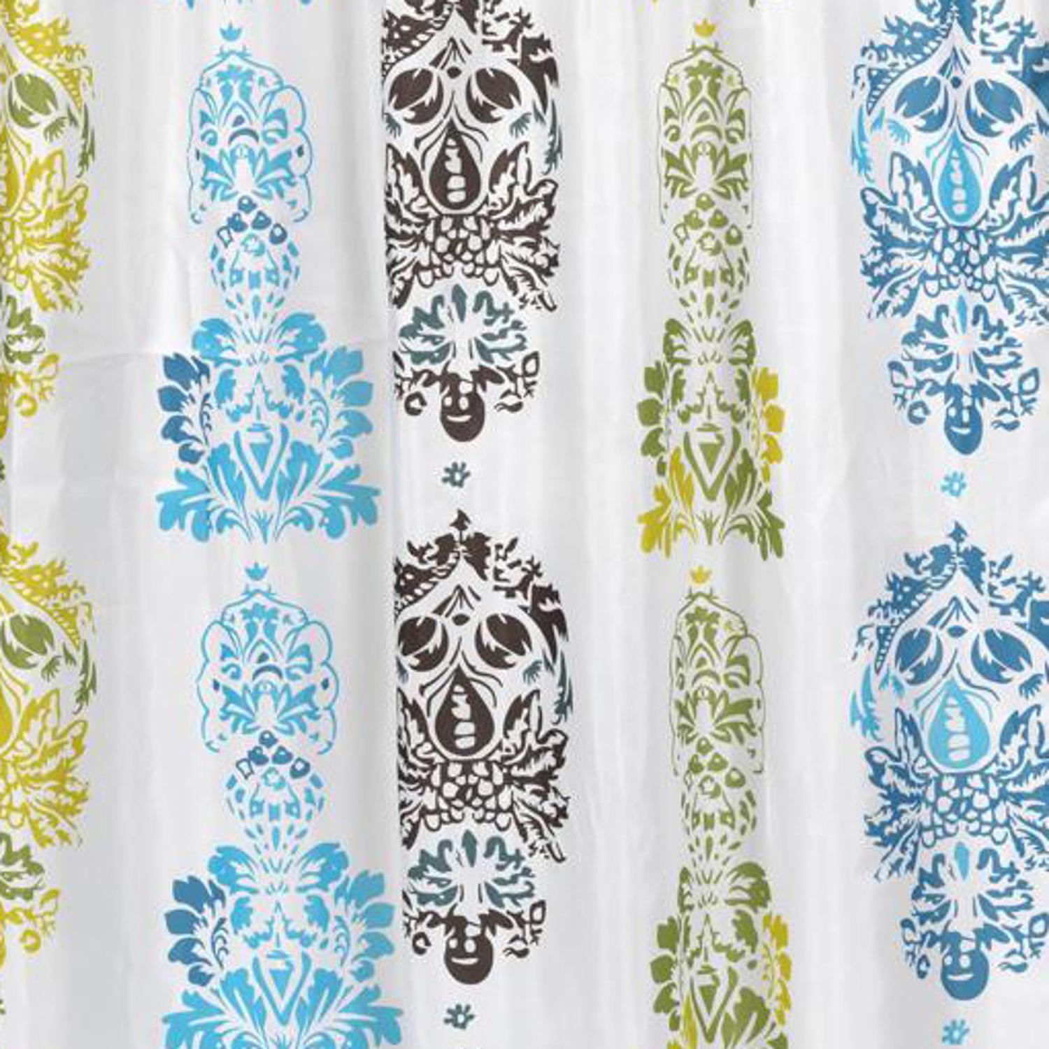 Carnation Home Fashions Extra Long "Olivia" Fabric Shower Curtain - Multi 70" x 84"