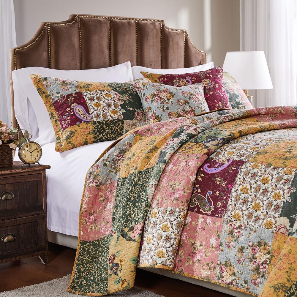 Greenland Home Fashion Antique Chic Quilt And Pillow Sham Set - Multi