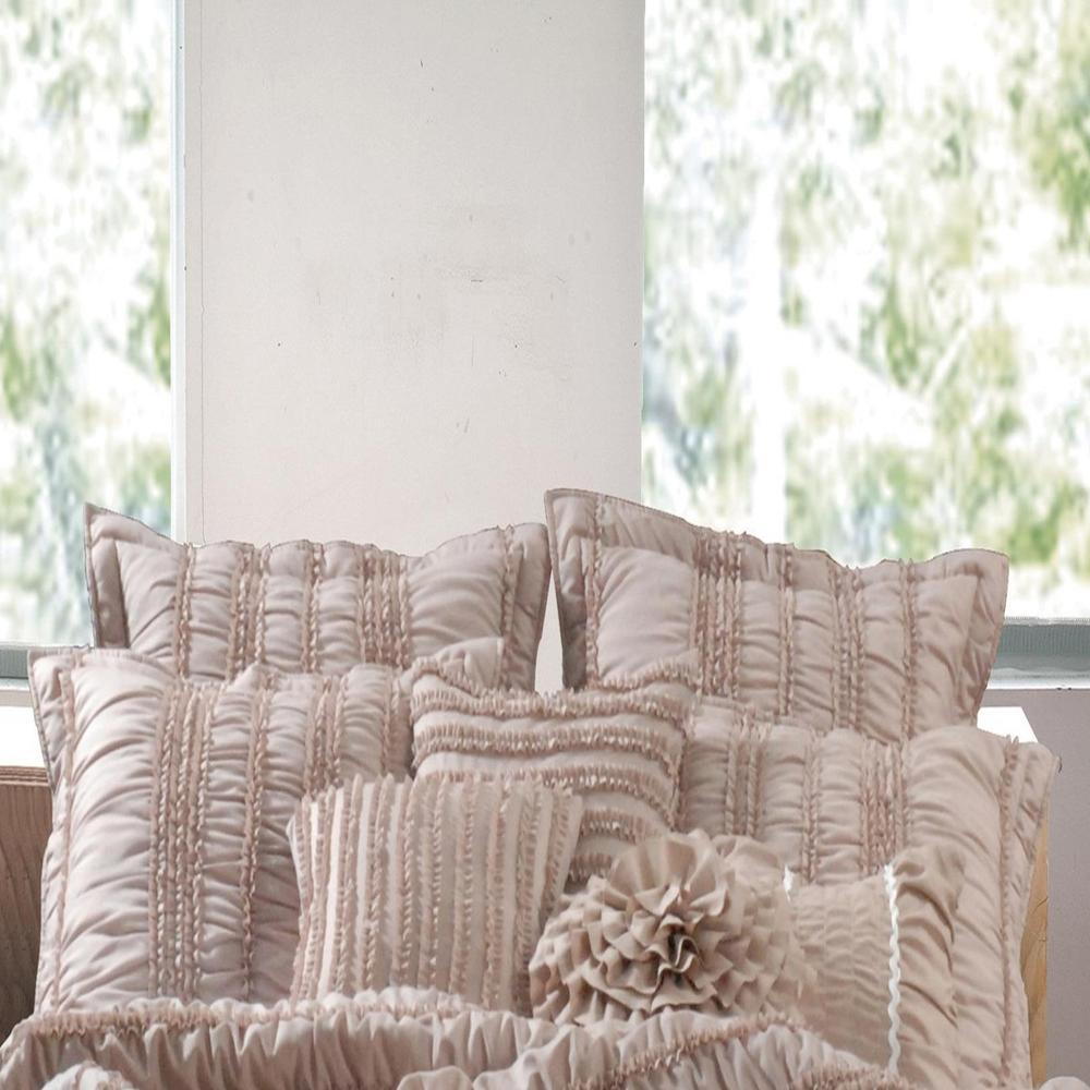 Greenland Home Fashion Tiana Quilt And Pillow Sham Set - Twin 68x86", Taupe