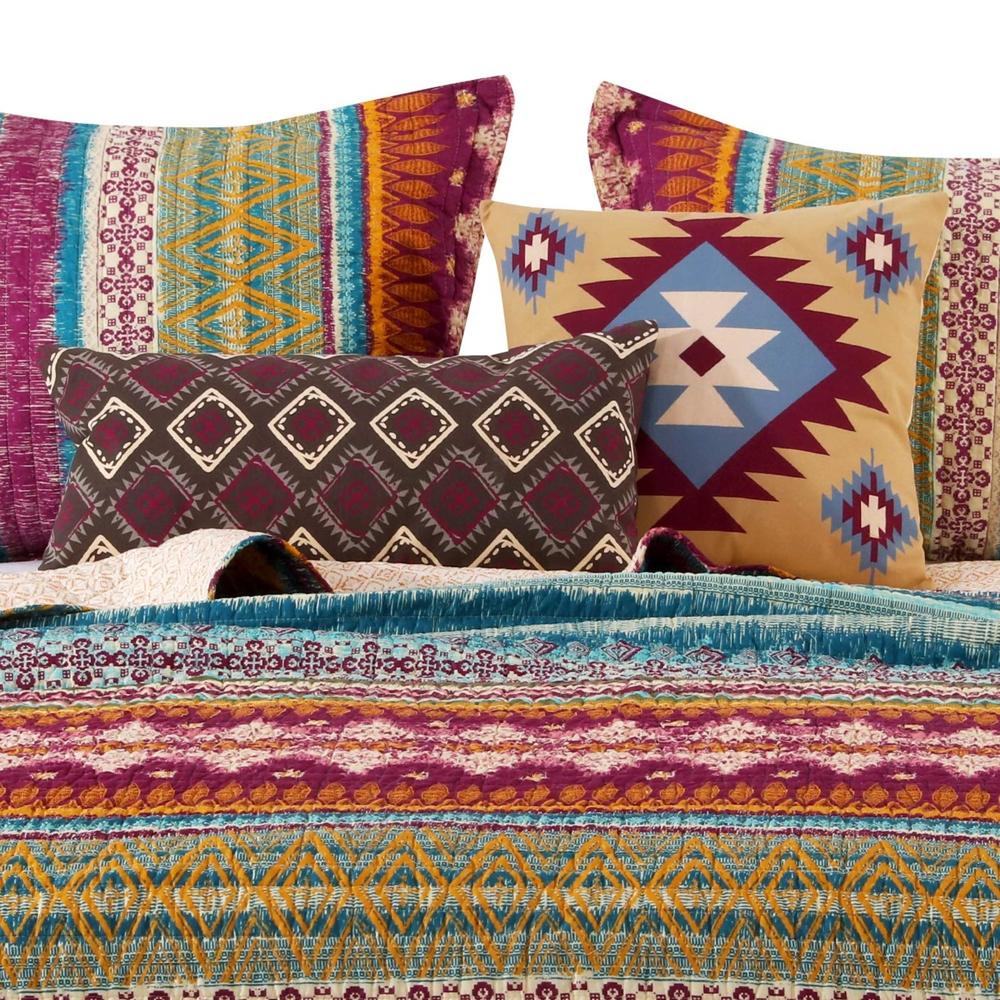 Greenland Home Fashion Southwest Geometric Motifs And Zippered Decorative Pillow Set - 2 - Piece - Earth Tones 18x18"