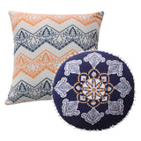 Greenland Home Fashion Medina Intricate Embroidery And Zippered 18" Round Decorative Pillow Set - 2 - Piece - Saffron 18x18"