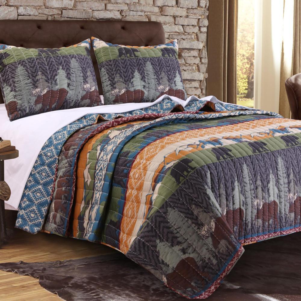 Greenland Home Fashion Black Bear Lodge Quilt Set - 2 - Piece - Multi