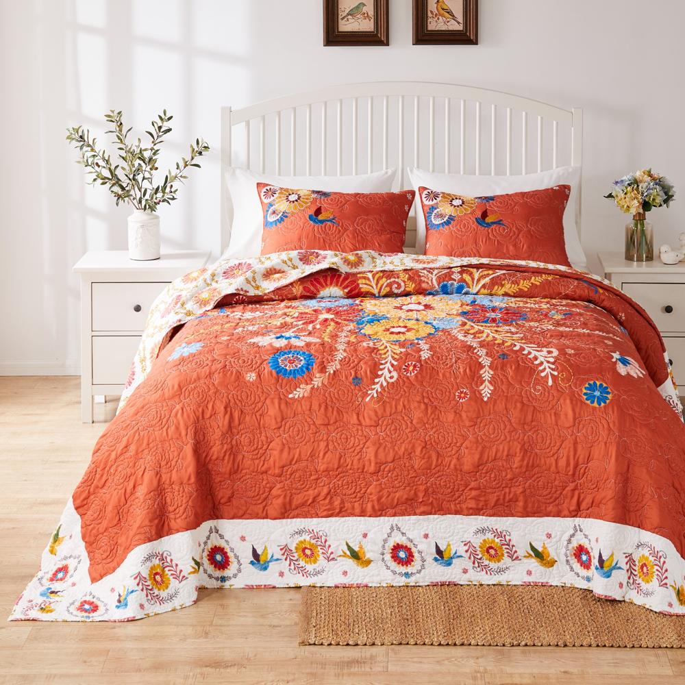 Barefoot Bungalow Topanga Luxury Modern Design 3 Pieces Bedspread Set for Bed Multicolor