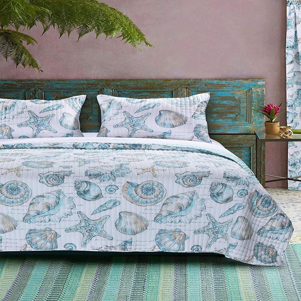 Barefoot Bungalow Oversized 100% Microfiber Polyester Cruz Reversible Quilt And Pillow Sham Set - Twin 68x88", Multi