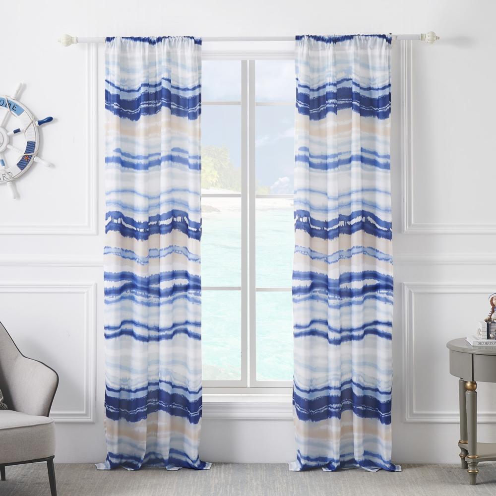 Barefoot Bungalow Crystal Cove Curtain Panel Pair - Set of 2 - 42x84" and 3x24, Blue