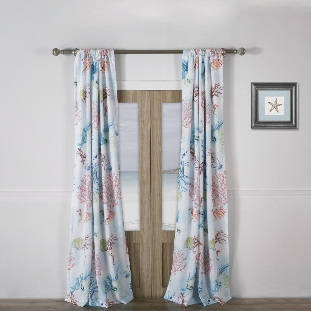 Barefoot Bungalow Sarasota Window Curtain Panel Pair With Tiebacks - 42x84", Multicolor