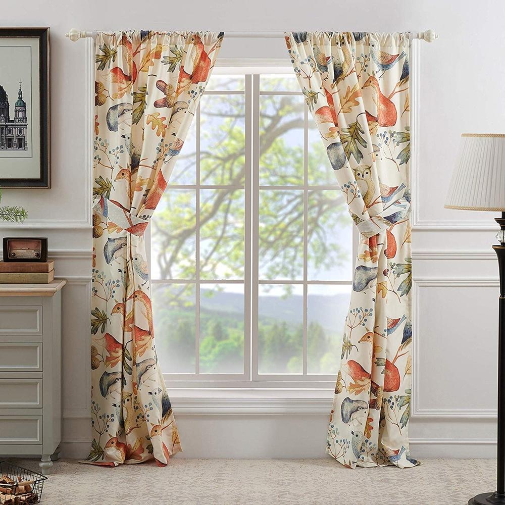 Barefoot Bungalow Willow 2 Panel And 2 Tie Back with 3" Rod Pocket Window Curtain - 42x84", Multi