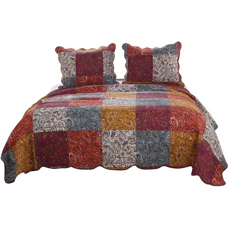 Barefoot Bungalow Paisley Slumber Quilt And Pillow Sham Set - Spice