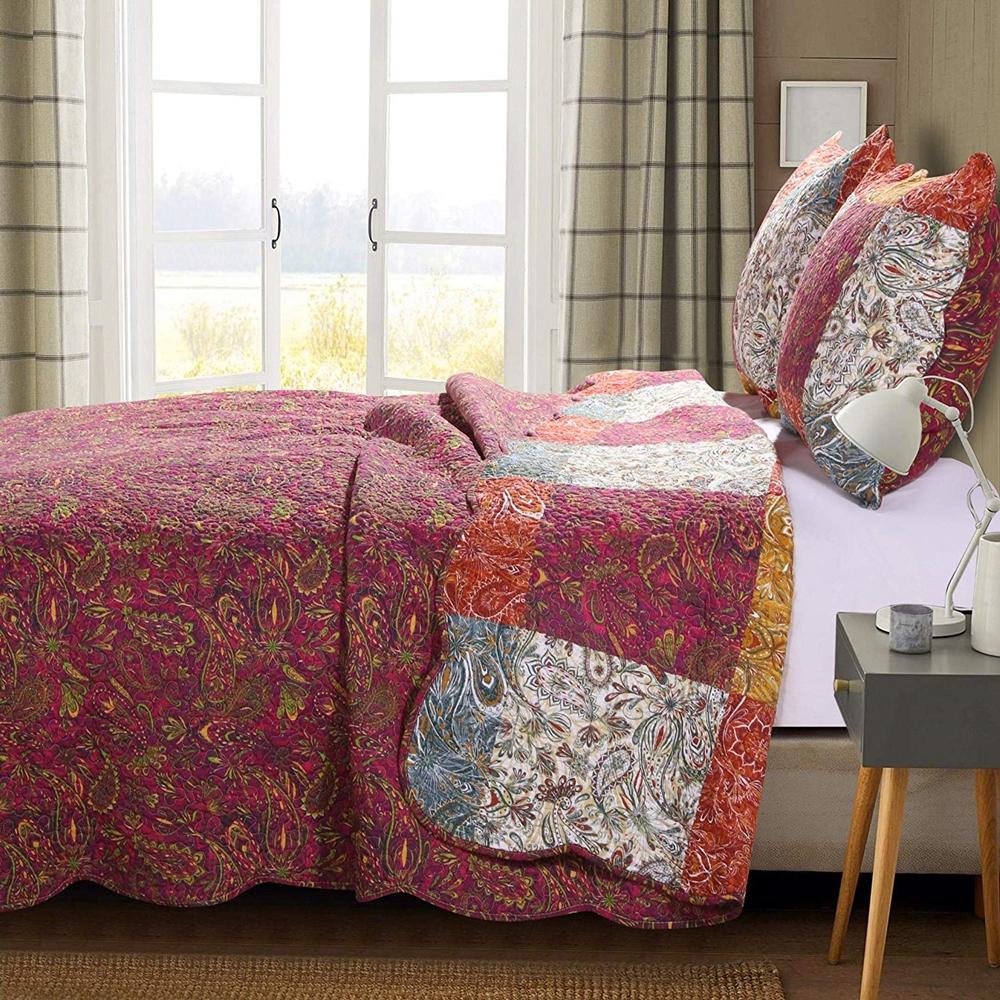 Barefoot Bungalow Paisley Slumber Quilt And Pillow Sham Set - Spice