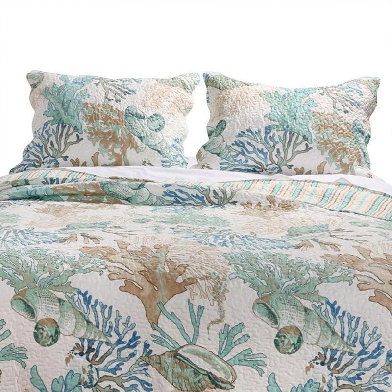 Barefoot Bungalow Atlantis Corals And Seashells Perfect Pillow Sham - Jade