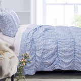 Greenland Home Fashion Helena Ruffle Quilt And Pillow Sham Set - Blue