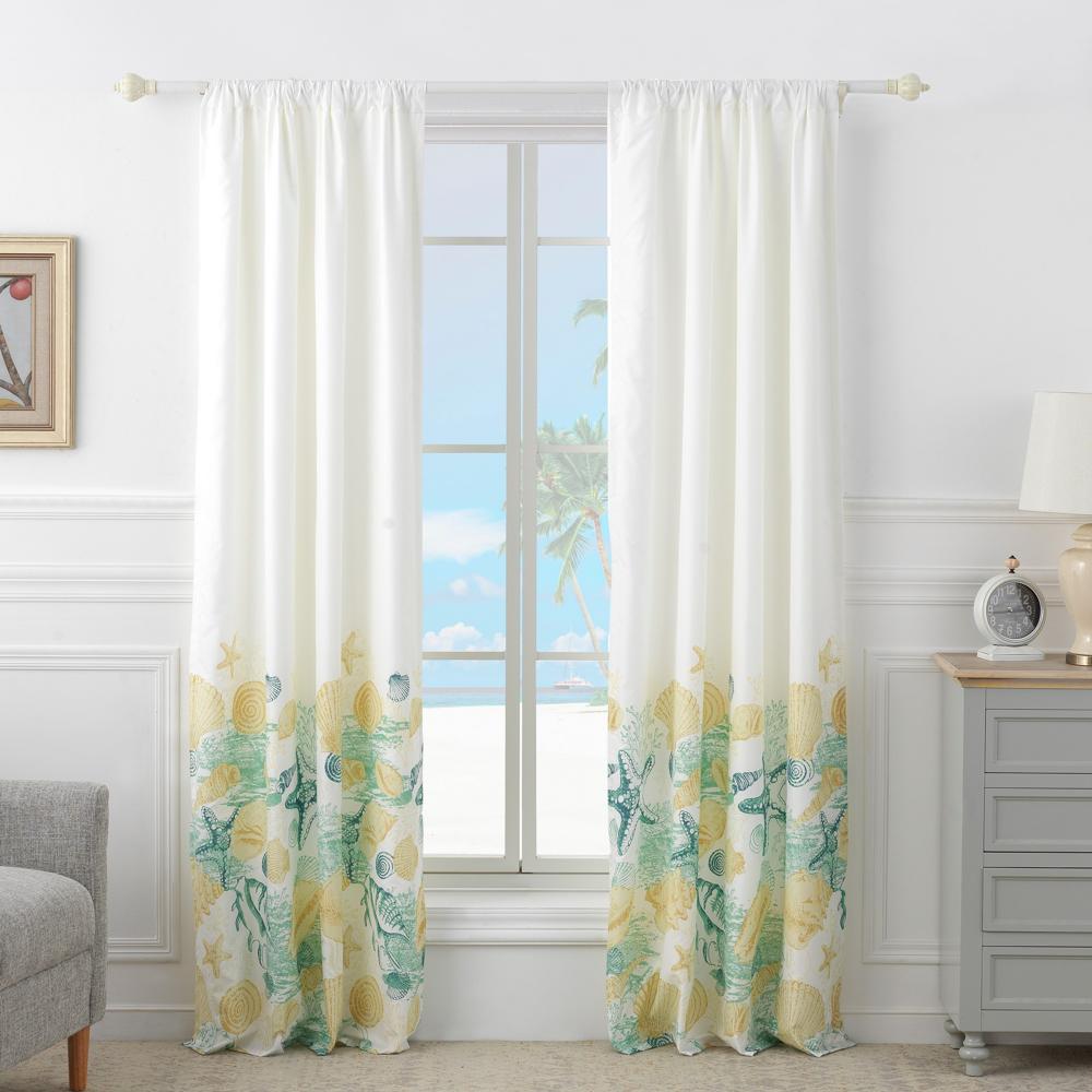 Barefoot Bungalow Grand Bahama Bedroom Living Room Window Curtain Panel Set, 84x84-inches, White