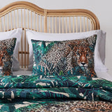 Greenland Home Fashions Barefoot Bungalow Jungle Cat Pillow Sham - Teal
