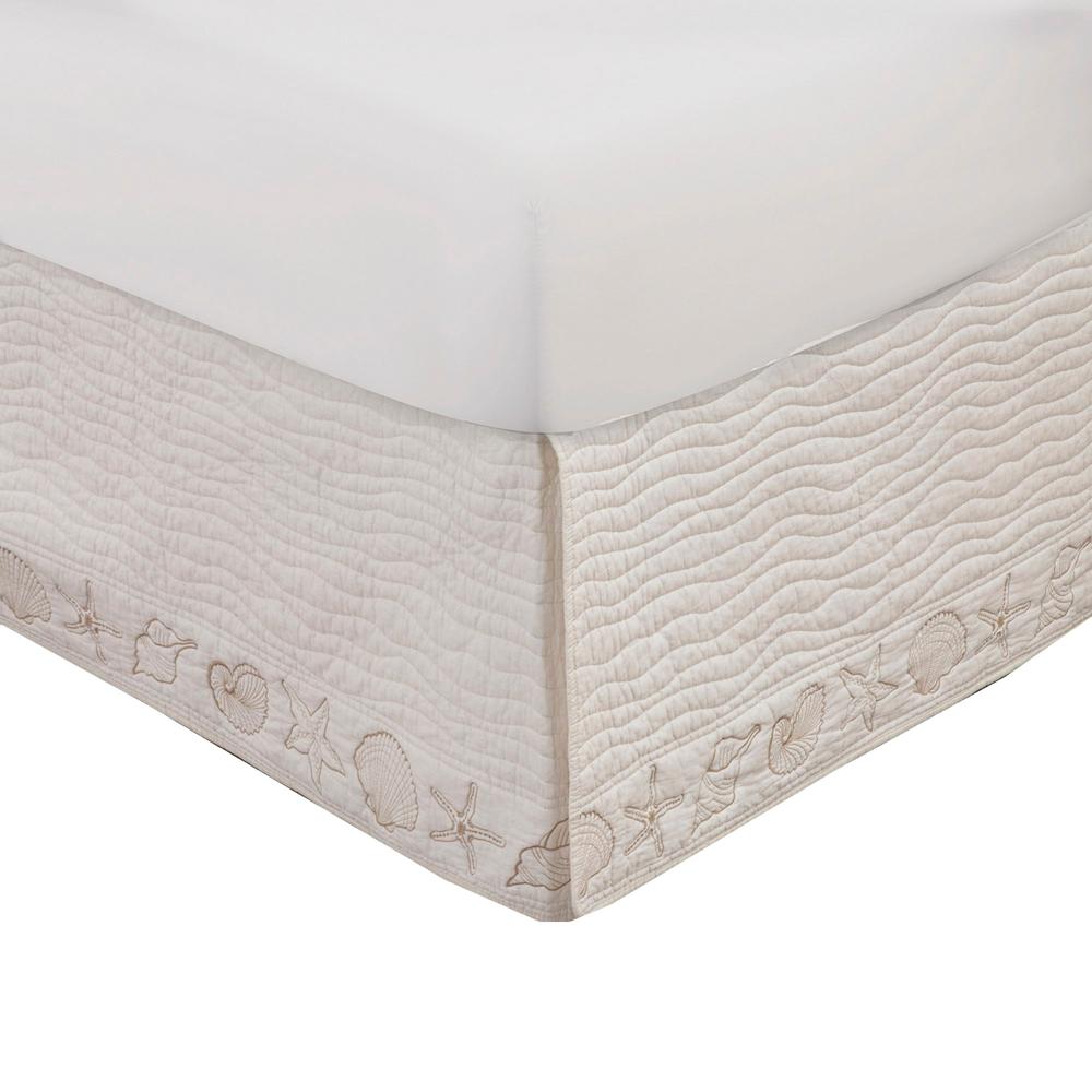 Greenland Home Fashions Coastal Seashell Bed Skirt 18" - Ivory, Twin