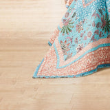 Barefoot Bungalow Audrey Luxury Modern Design Jacobean Fern and Floral Print all Over 3-Piece Bedspread Set Turquoise