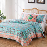 Greenland Home Fashions Barefoot Bungalow Audrey Quilt and Pillow Sham Set - Turquoise