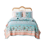 Greenland Home Fashions Barefoot Bungalow Audrey Quilt and Pillow Sham Set - Turquoise