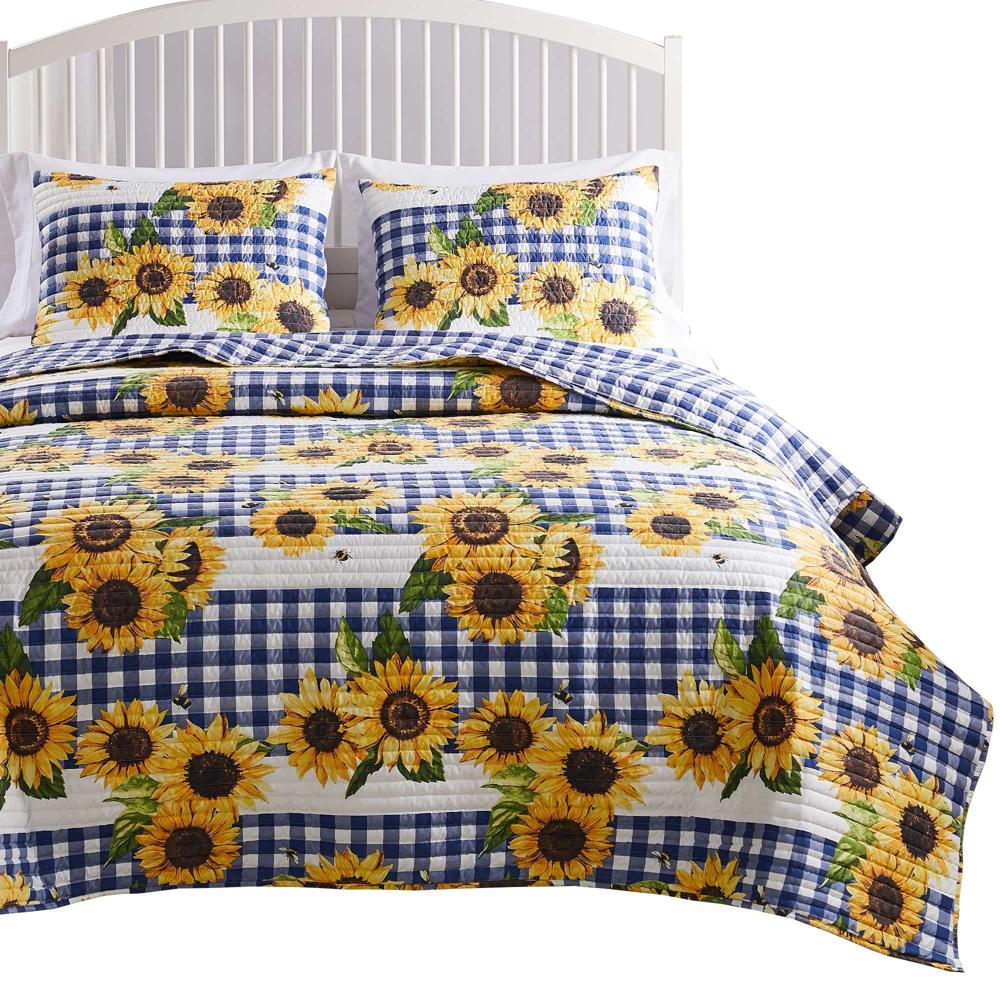 Greenland Home Fashions Barefoot Bungalow Sunflower Quilt and Pillow Sham Set - Gold