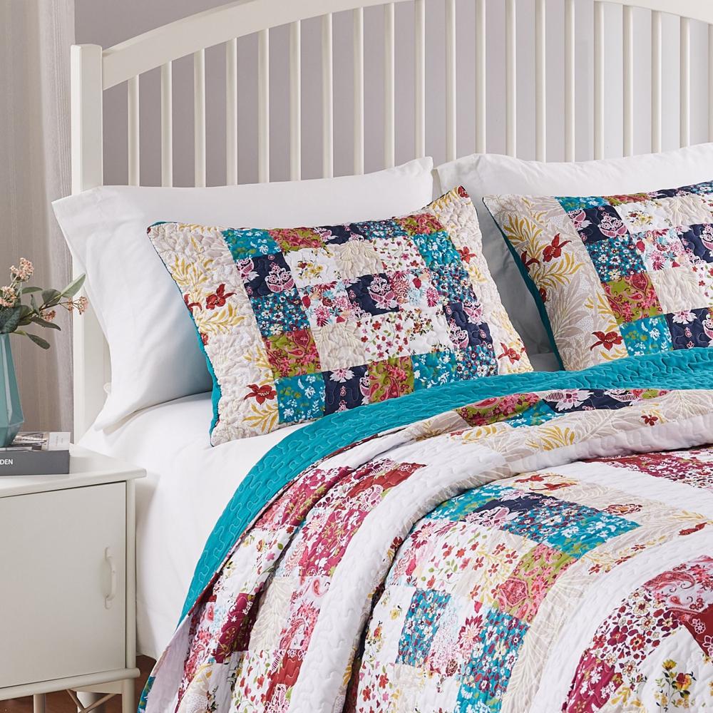 Greenland Home Fashions Harmony Quilted Pillow Sham - Standard 20x26", Teal