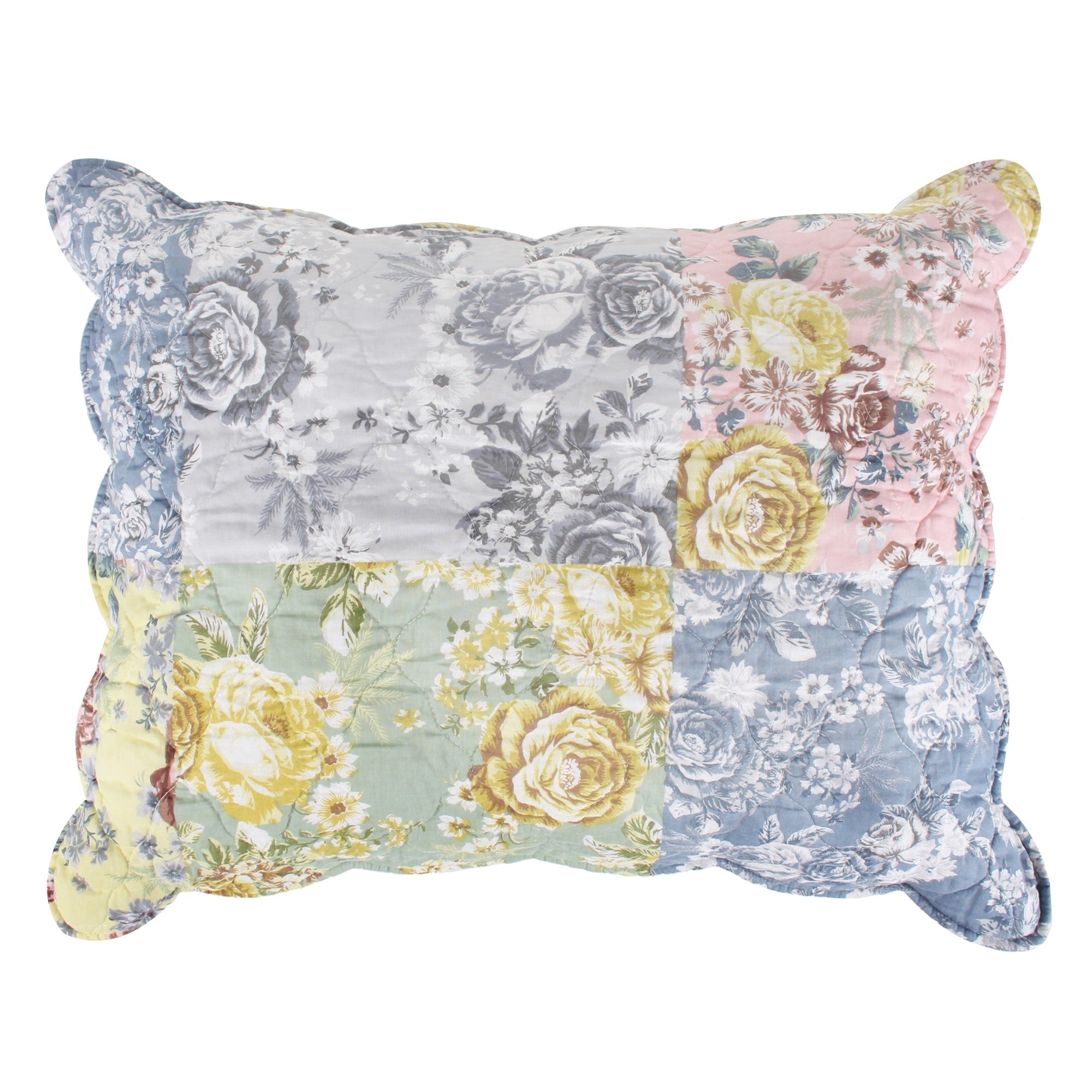 Emma Floral Patchwork Quilted Reversible Pillow Sham by Greenland Home Fashions