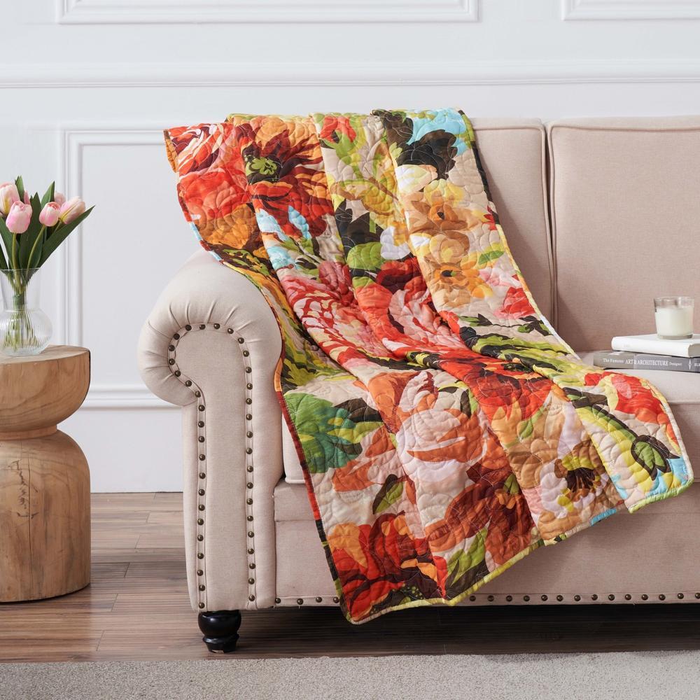 Greenland Home Senna Modern Boho Floral Quilted Throw 50" x 60"