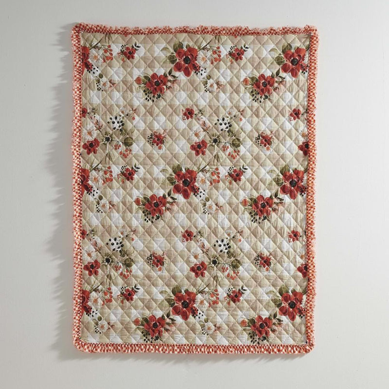 Greenland Home Wheatly Farmhouse Gingham Quilted Throw, 50" x 60", with Ruffle Trim